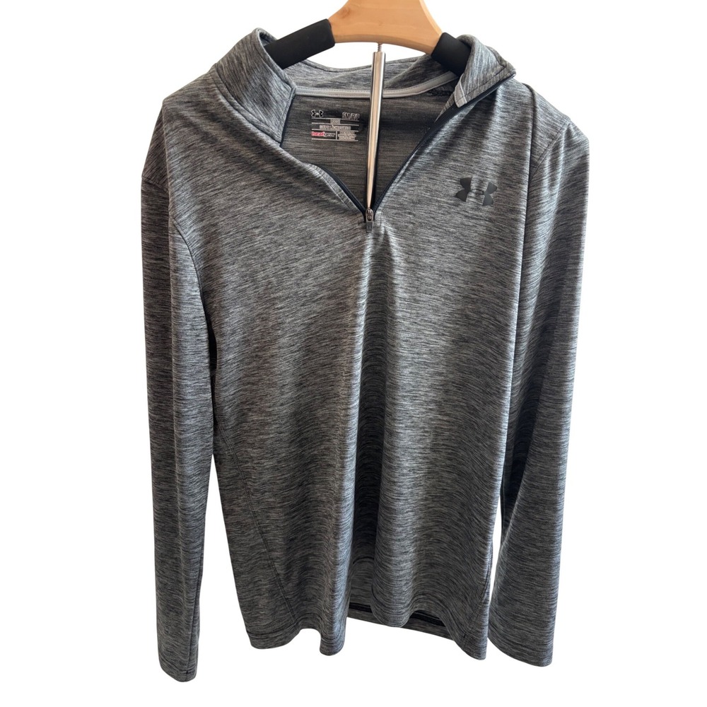 Under Armour Quarter Zip Pullover Womens Small Gray HeatGear Space Dye Athletic